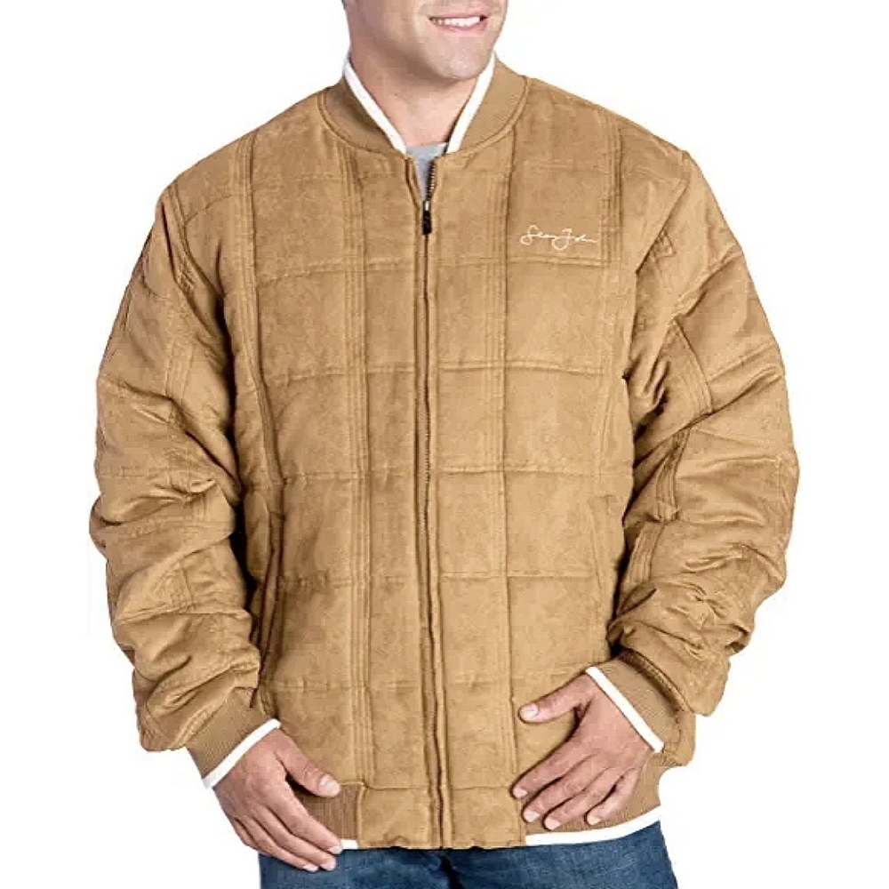 SEAN JOHN Mens Tan Box Quilt Insulated Bomber Jacket Size XL Extra Large